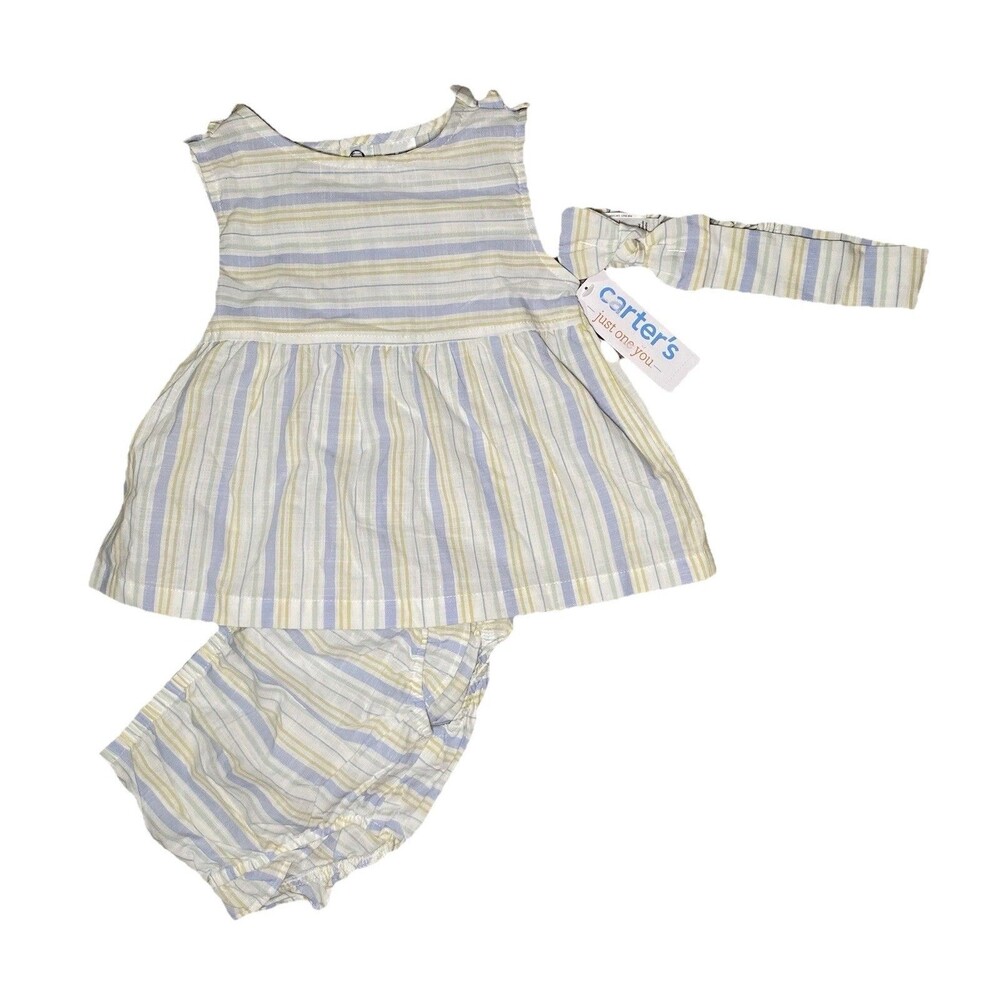 Carter's Just One You 18M Striped Dress Bloomers Headband Set NWT